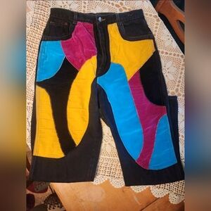 Vintage Traffic velvet patchwork black jeans denim